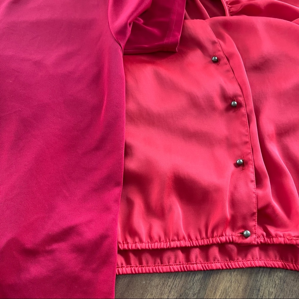 Chico’s Top Blouse Red Button Down Elastic Hem Size 3 - Picture 11 of 12